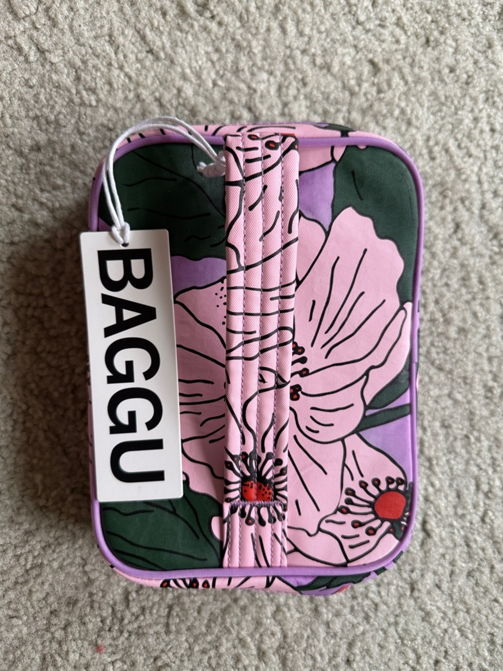 BAGGU Large Cosmetic Case - Pink Poppy NWT